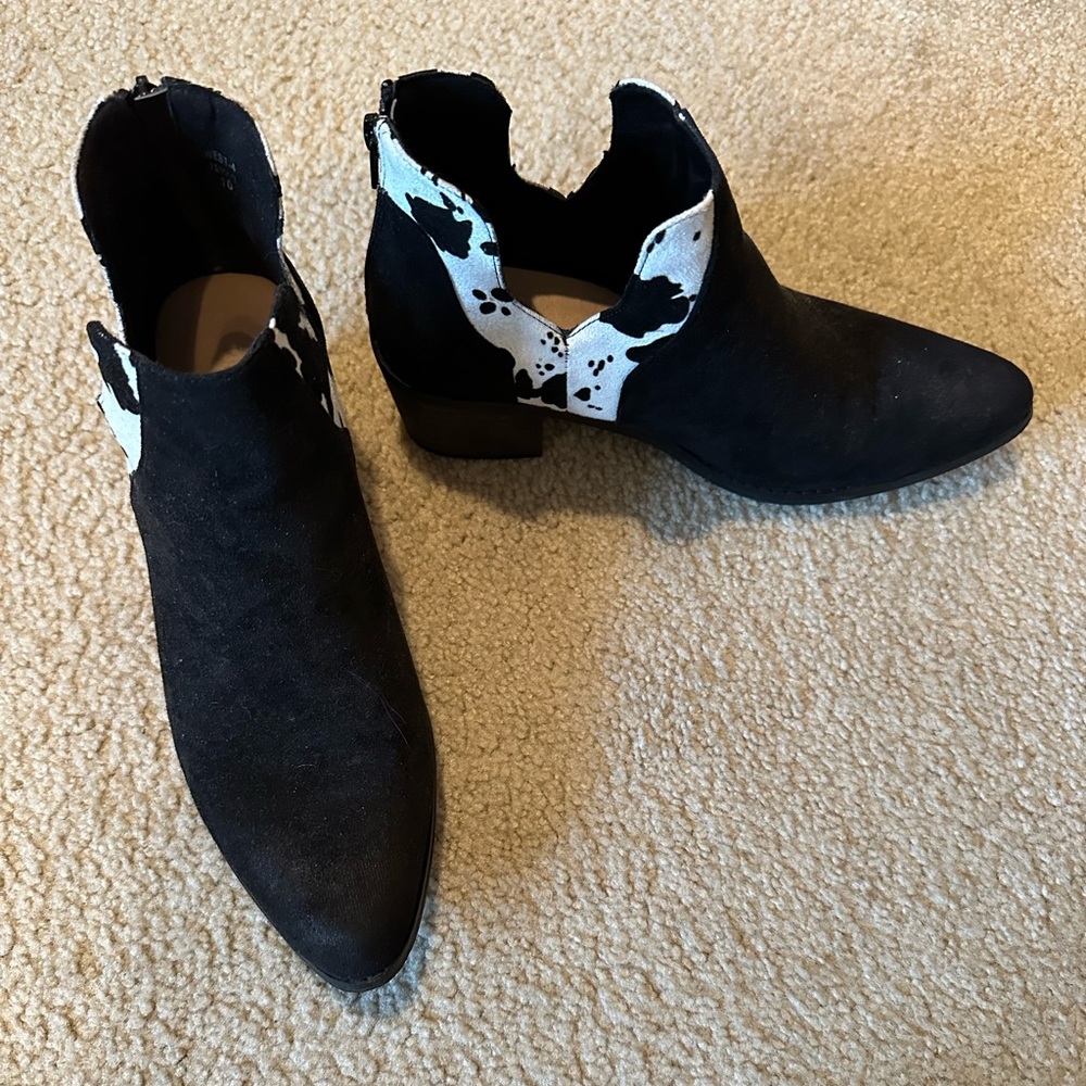 Cow print boots